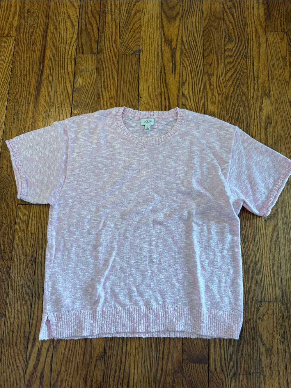 J. Crew Pink Heathered Short Sleeve Knit Top